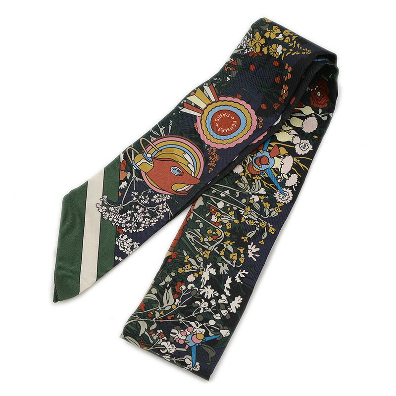 【未使用品】エルメス ツイリー ポニーピットストップ ヴェールロデン/ピンク/ブルー【中古】【送料無..