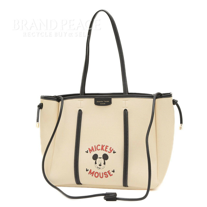 Samantha Thavasa サマンサタバサ ミッキーコレクション トートバッグ キャンバス ベージュ/ブラック【中古】 Apparel 【送料無料】のサムネイル