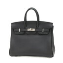 【未使用品】エルメス バーキン25 トゴ ブラック シルバー金具 W刻印【中古】 BP 【送料無料】