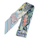 エルメス ツイリー WOW シルク ブルーシエル/ヴェール/ローズ【中古】 BP 【送料無料】