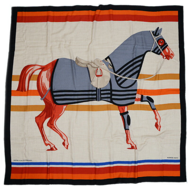 エルメス カレ140 馬着とともに シルク マルチカラー【中古】 BP 【送料無料】