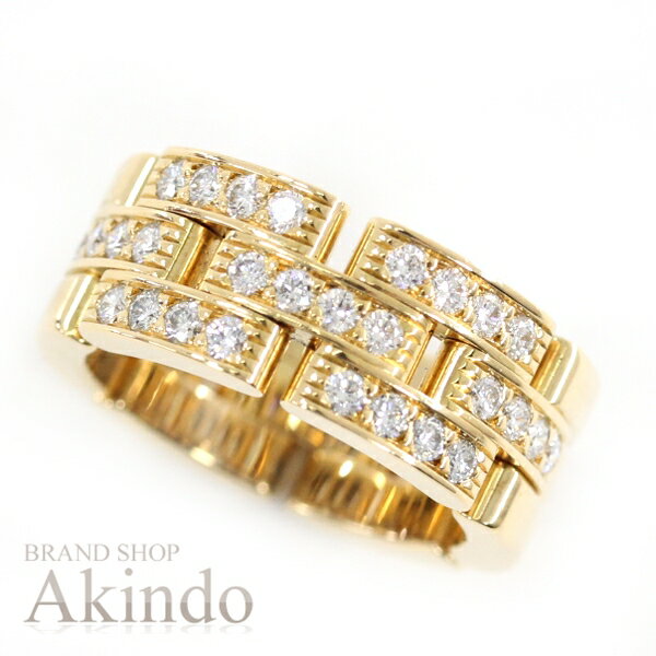 カルティエ リング マイヨンパンテール 3ロウ ハーフ ダイヤモンド K18YG #49 8.5号 イエロー ゴールド レディース Cartier 750 高級ジュエリー ゴージャス ハイブランド エレガント オシャレ 定番 人気 プレゼント ギフト　送料無料【新品同様】【中古】のサムネイル