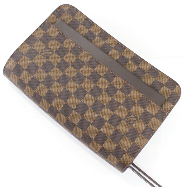 ルイヴィトン バッグ サンルイ セカンドバッグ メンズ ダミエ 茶 ブラウン レザー ハンドル付き N51993 ポーチ LOUIS VUITTON ルイ・ヴィトン ビトン クラッチ カバン ポーチ 便利 ブランド 定番 人気 プレゼント ギフト【中古】