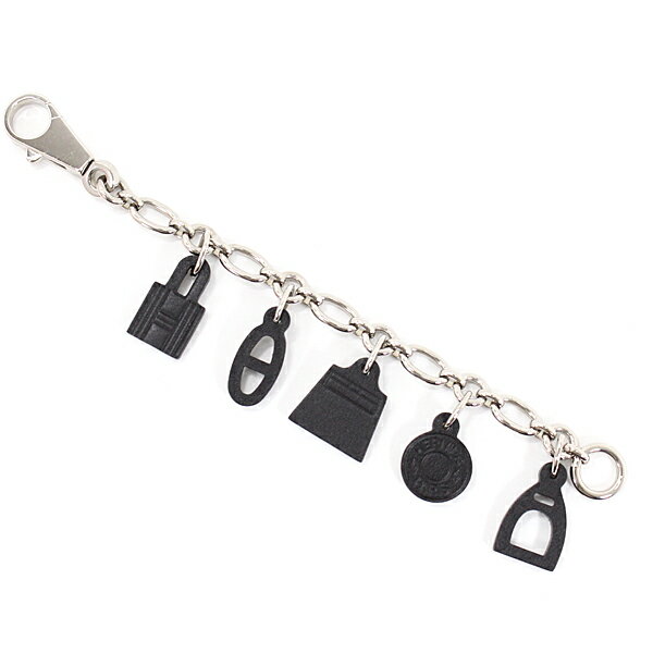 エルメス アミュレット5 バッグチャーム キーホルダー ブラック 黒 シルバー ヴォーバレニア レザー ステンレス レディース メンズ アクセサリー ケリー カデナ セリエ シェーヌダンクル HERMES【新品同様】のサムネイル