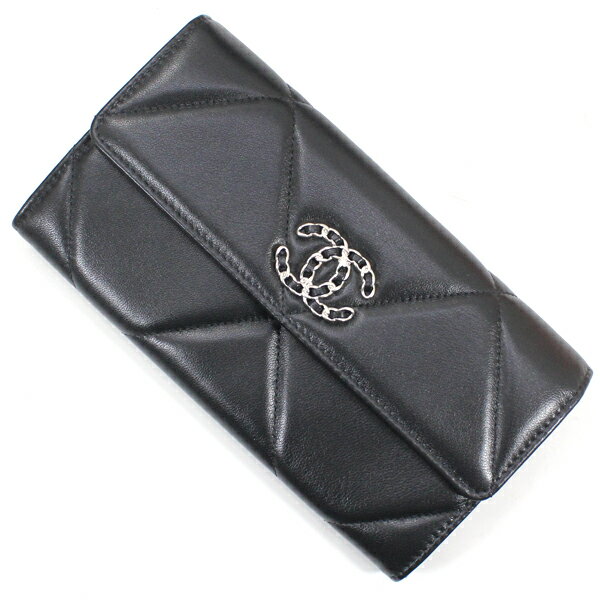CHANEL19 長財布 二つ折り マトラッセ 黒 ブラック ラムスキン レザー 2つ折り キルティング ココマーク レディース AP0955 CHANEL レザー 本革 ギフト サイフ 財布 シャネル 女性 便利 ブランド ロングウォレット【新品】
