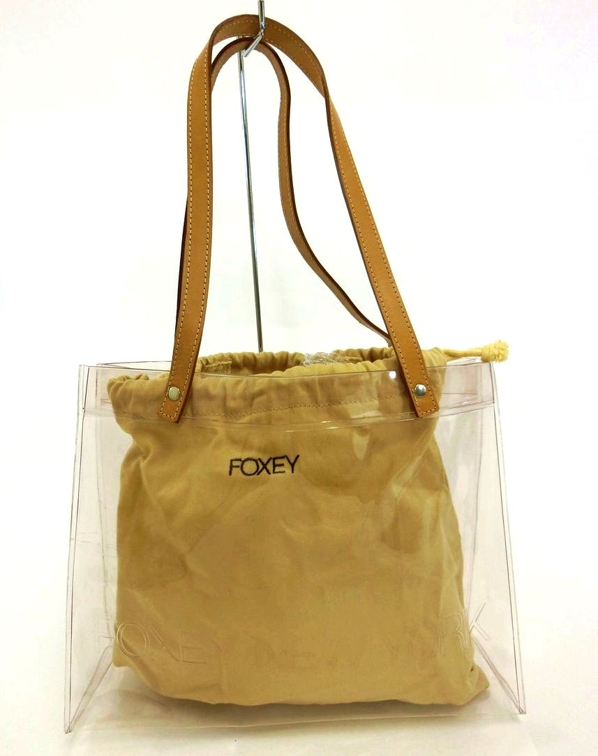 FOXEY フォクシー ビニール トートバッグ 中袋付き おしゃれ かわいい 軽い レディース ブランド 美品 中古 送料無料 18-9056