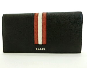 BALLY・バリー TALIRO バリーストライプ ボヴィンレザー ウォレット／長財布 小銭入れ付き 薄マチ おしゃれメンズ小物 ブランド 定価約4万 未使用品 送料無料 21-6013