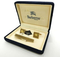 Burberry's・バーバリーホースマーク柄ネクタイピンカフスボタンセットゴールド系おしゃれスーツ小物メンズ服飾・アクセサリーブランド未使用品19-7022