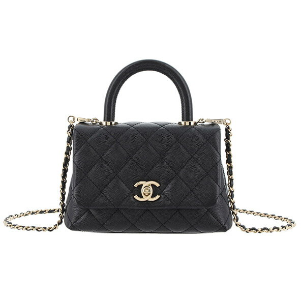 シャネル CHANEL ココハンドル19 XXS 2WAYハンドバッグ キャビア 黒 ブラック シャンパンゴールド金具 AS2215 新品同様 バッグのサムネイル