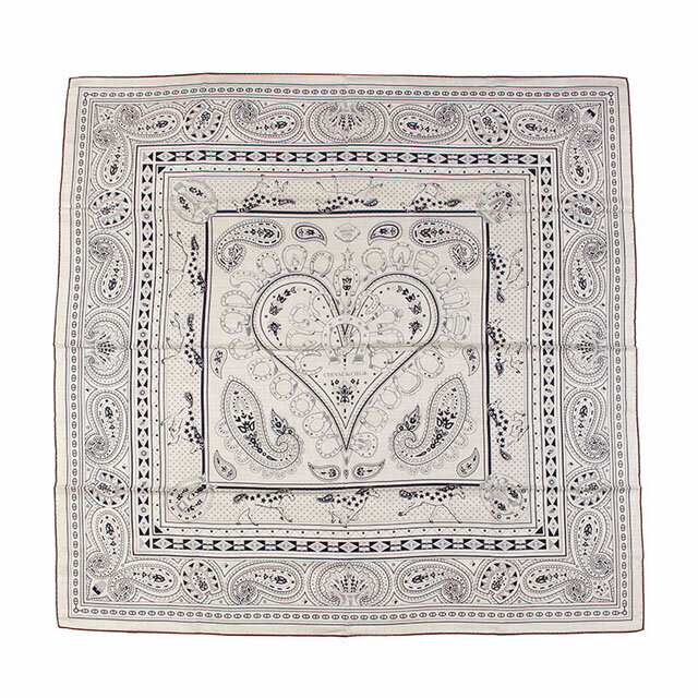 エルメス HERMES 大判ストール カレ140 カレジェアン シュヴァル・ドゥ・クール・バンダナ シルク/カシミヤ ベージュ 未使用 小物のサムネイル