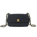 シャネル CHANEL ミニマトラッセ チェーンショルダー サテン 黒 ゴールド金具 バッグ 【中古】