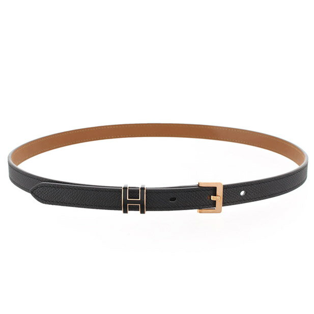 エルメス HERMES ポップH 15 ベルト 黒/ゴールド ピンクゴールド金具 W刻印 ＃75 新品 小物