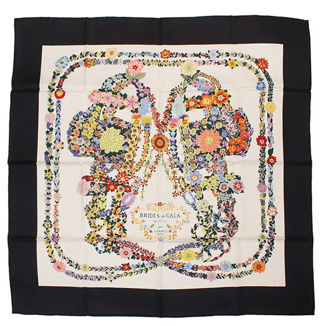 エルメス HERMES カレ90 スカーフ ブリッド ドゥ ガラ アン フルール 黒/白/マルチカラー 未使用 小物のサムネイル
