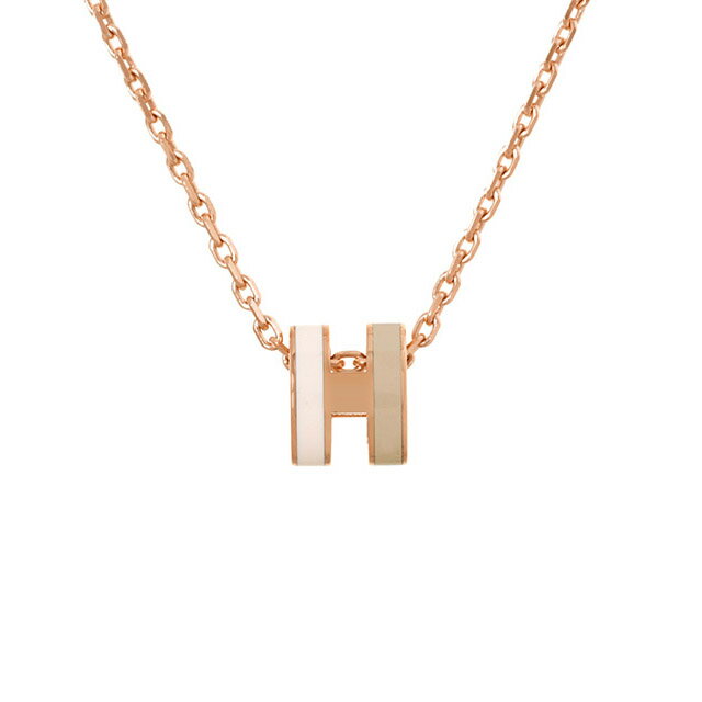 エルメス HERMES ポップH ミニ ネックレス ペンダント ポップアッシュ ロカバール 白/マロングラッセ ピンクゴールド金具 未使用 アクセサリーのサムネイル