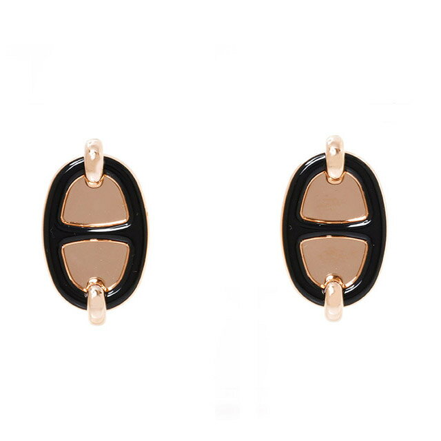 エルメス HERMES ミニ・マイヨン ピアス 黒 ピンクゴールド金具 未使用 アクセサリーのサムネイル