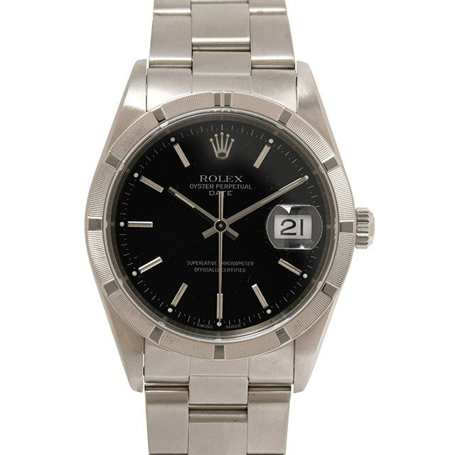 ロレックス ROLEX オイスターパーペチュアル デイト 15210 SS 黒文字盤 U番 ボーイズ 自動巻 時計 【中古】
