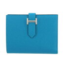 ☆☆ エルメス HERMES ベアンコンパクト シェーブル ブルーザンジバル シルバー金具 W刻印 新品 財布|詳細画像