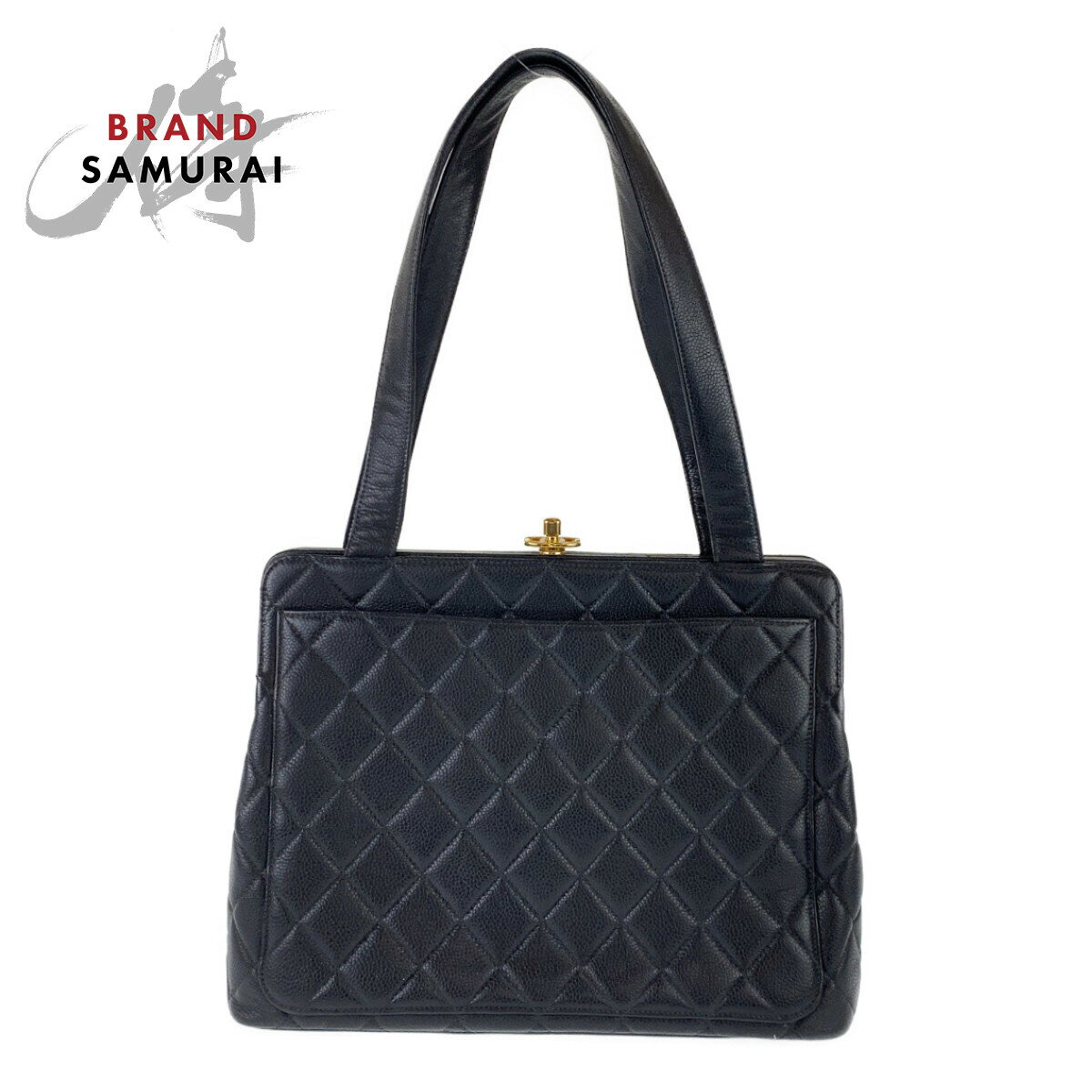 美品 CHANEL シャネル ヴィンテージ ココマーク マトラッセ ターンロック ブラック ゴールド金具 キャビアスキン /メタル トートバッグ ショルダーバッグ ハンドバッグ レディース 304087 【中古】