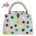 新品未使用 LOUIS VUITTON ルイヴィトン LV × YK カプシーヌ BB 草間彌生 ペインティッド ドット ホワイト シルバー金具 レザー M21...