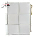 美品 BOTTEGAVENETA ボッテガヴェネタ マキシイントレチャート 男女兼用 ホワイト レザー 折財布 コンパクトウォレット レディース 503427 【中古】