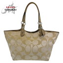 COACH コーチ シグネチャー ベージュ アイボリー シルバー金具 キャンバス /レザー トートバッグ ショルダーバッグ レディース 402481 【中古】