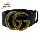 GUCCI グッチ GGマーモント ブラック ゴールド レザー ベルト バッグルベルト メンズ 403886 【中古】【中古】