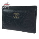 CHANEL シャネル カメリア ココマーク ブラック 黒 シルバー金具 ラムスキン カードケース 名刺入れ レディース 404092 【中古】【中古】