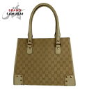 美品 GUCCI グッチ GGキャンバス ベージュ アイボリー ゴールド金具 キャンバス /レザー 214397 トートバッグ ショルダーバッグ レディース 503457 【中古】