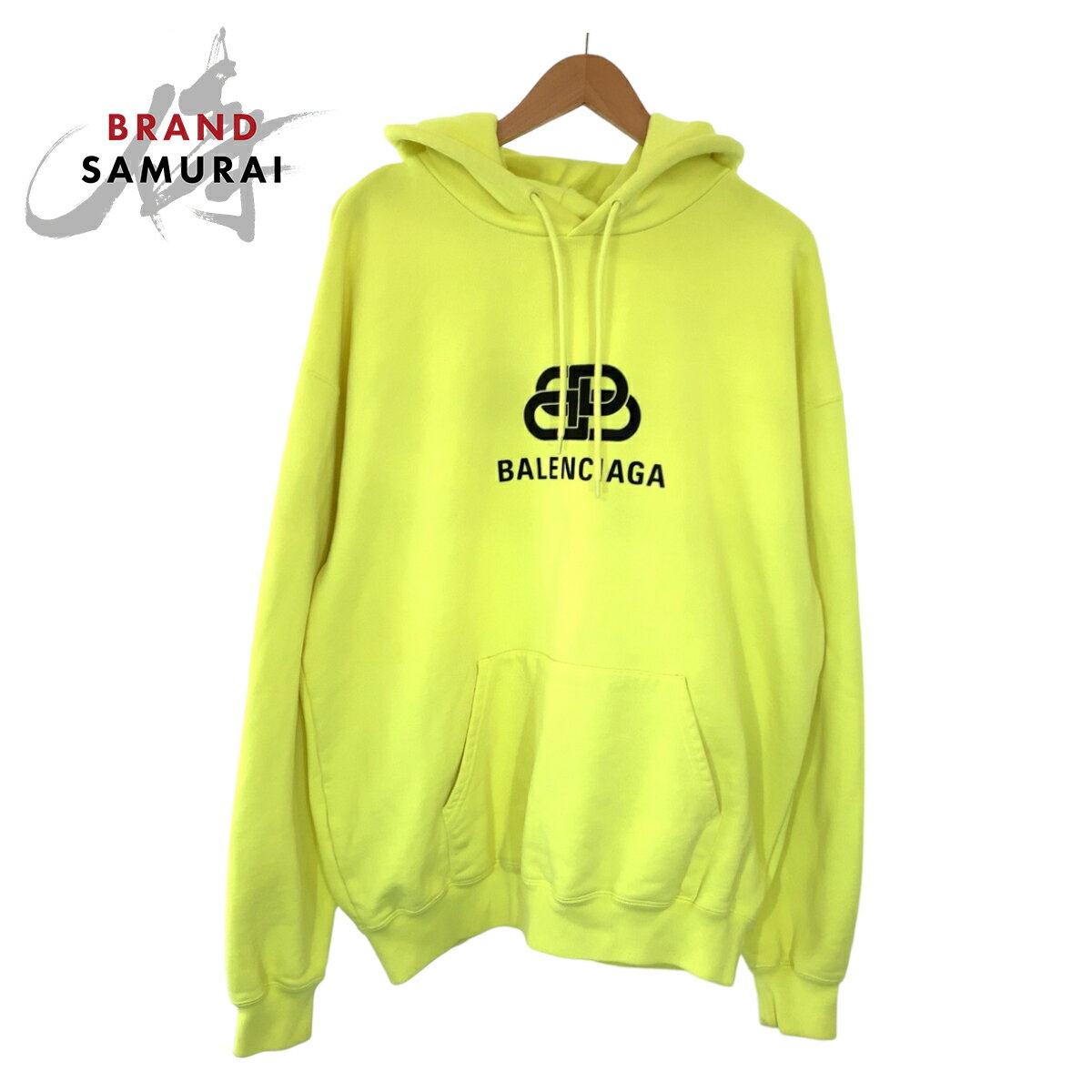 BALENCIAGA バレンシアガ 19AW BB Hoodie サイズM イエロー 黄 コットン パーカー フーディー オーバーサイズ メンズ 404838 【中古】【中古】