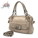 美品 COACH コーチ クリスティン ベージュ シルバー金具 レザー F22304 ショルダーバッグ ハンドバッグ 2way 斜め掛け可能 レディース 405020 【中古】