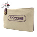 COACH コーチ ベージュ パープル 紫 ゴールド金具 キャンバス CD699G ポーチ 小物入れ レディース 405035 【中古】【中古】