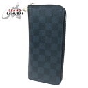 美品 LOUIS VUITTON ルイヴィトン ダミエコバルト ジッピーウォレット ヴェルティカル ネイビー グレー PVC N62240 長財布 ラウンドファ...