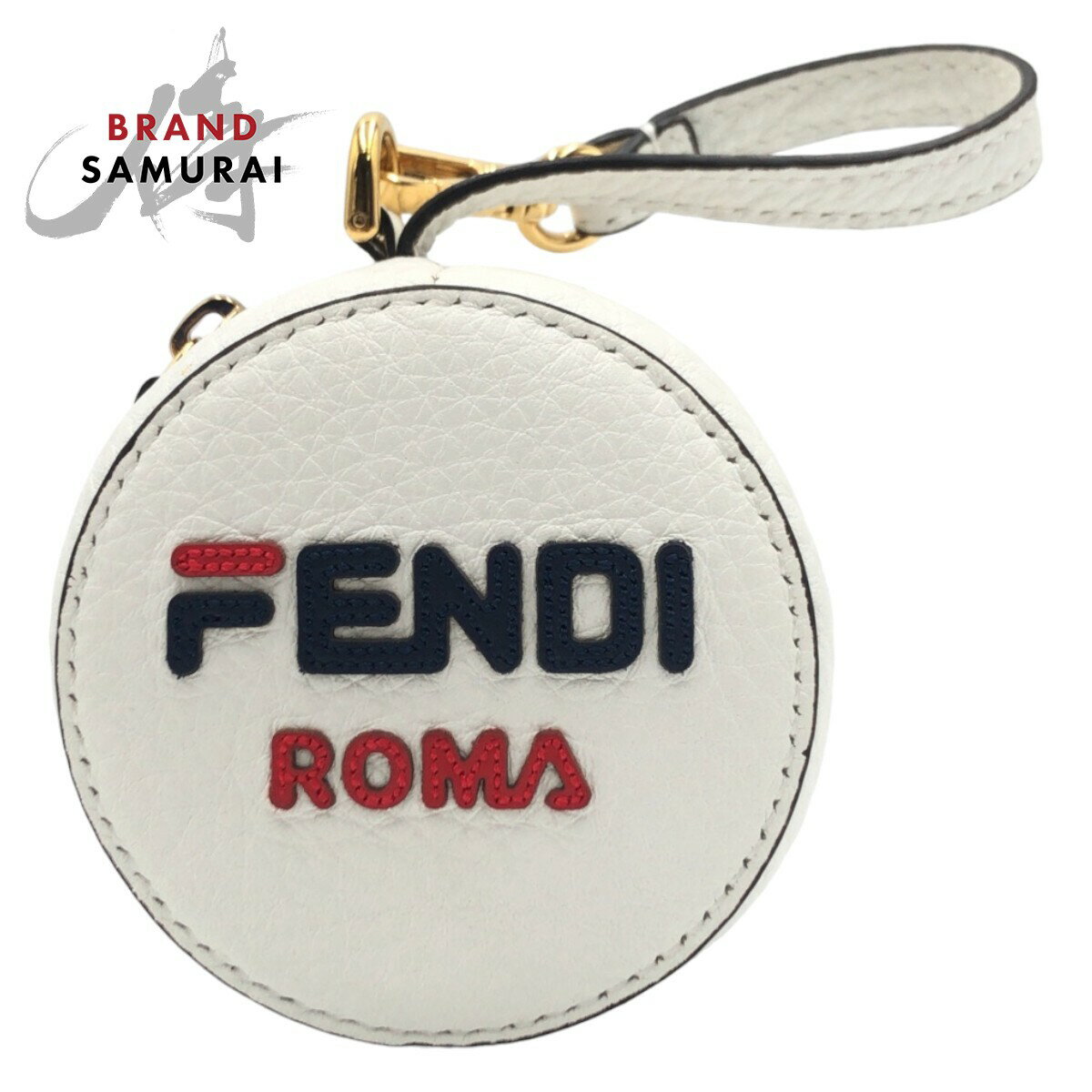 美品 FENDI フェンディ FILAコラボ ポーチ付き ホワイト ナイロン 折り畳み バックパック リュックサック エコバッグ 男女兼用 レディース 506077 【中古】
