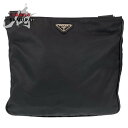PRADA プラダ テスート 三角ロゴ 男女兼用 ブラック 黒 シルバー金具 ナイロン ショルダーバッグ メッセンジャーバッグ メンズ 406217 【中古】