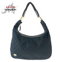 美品 GUCCI グッチ ホーボー ブラック シルバー金具 GGキャンバス 145757 ホーボー ワンショルダーバッグ 肩掛け レディース 407807 【中古】