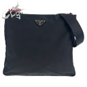 美品 PRADA プラダ テスート 三角ロゴプレート ブラック 黒 シルバー金具 ナイロン 斜め掛け ショルダーバッグ ポシェット メンズ 407882 【中古...
