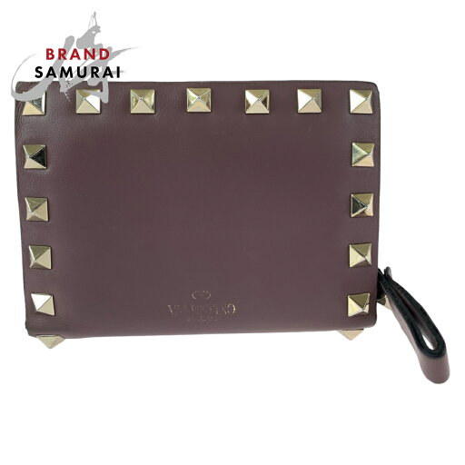 VALENTINO ヴァレンティノ ロックスタッズ パープル ゴールド金具 レザー TW2P0620BOL416 折財布 コンパクトウォレット レディース 408150 【中古】 VALENTINO ヴァレンティノ ロックスタッズ パープル ゴールド金具 レザー TW2P0620BOL416 折財布 コンパクトウォレット レディース 408150 【中古】