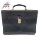 PRADA プラダ サフィアーノ ブラック 黒 シルバー金具 レザー ビジネスバッグ ブリーフケース A4収納 メンズ 407235 【中古】