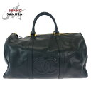 美品 CHANEL シャネル ヴィンテージ ココマーク ブラック 黒 ゴールド金具 キャビアスキン ボストンバッグ ハンドバッグ レディース 408348 【中...