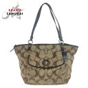 COACH コーチ シグネチャー ブラウン ベージュ シルバー金具 キャンバス /レザー トートバッグ ショルダーバッグ レディース 408353 【中古】(4)