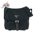PRADA プラダ テスート 三角ロゴプレート ブラック 黒 シルバー金具 ナイロン BT8994 ショルダーバッグ ポシェット メンズ 408616 【中古】