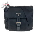 美品 PRADA プラダ テスート 三角ロゴプレート 男女兼用 ブラック 黒 シルバー金具 ナイロン /レザー 斜め掛け ショルダーバッグ ポシェット メンズ ...