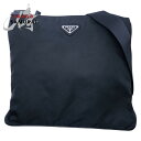 PRADA プラダ テスート 三角ロゴプレート ブラック 黒 シルバー金具 ナイロン ショルダーバッグ ポシェット メンズ 407370 【中古】