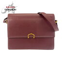 美品 CARTIER カルティエ マストライン ワインレッド ボルドー ゴールド金具 レザー 斜め掛け ショルダーバッグ メッセンジャーバッグ レディース 41...