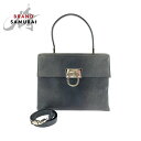 Salvatore Ferragamo サルヴァトーレフェラガモ ガンチーニ グレー シルバー金具 レザー BA21 8849 ショルダーバッグ ハンドバッグ ...