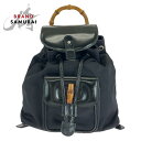 美品 GUCCI グッチ バンブー ブラック 黒 シルバー金具 レザー 003 1998 0030 リュック・デイパック バックパック レディース 411230 【中古】