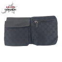 GUCCI グッチ ブラック 黒 シルバー金具 GGキャンバス /レザー 23566 ボディバッグ ウエストポーチ バムバッグ メンズ 410411 【中古】