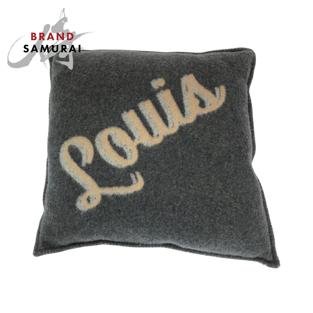 美品 LOUIS VUITTON ルイヴィトン カシミアロゴ ブラウン グレー カシミヤ R99304 インテリア クッション レディース 500158 【中古...