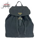 PRADA プラダ テスート 三角ロゴプレート チェーンショルダー ブラック 黒 ゴールド金具 ナイロン /レザー リュック・デイパック バックパック レディー...