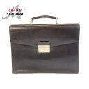 美品 PRADA プラダ ブラウン シルバー金具 レザー ビジネスバッグ ブリーフケース メンズ 411471 【中古】
